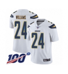 Men's Los Angeles Chargers #24 Trevor Williams White Vapor Untouchable Limited Player 100th Season Football Jersey