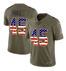 Men's Nike Miami Dolphins #45 Mike Hull Limited Olive/USA Flag 2017 Salute to Service NFL Jersey