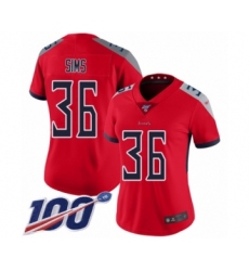 Women's Tennessee Titans #36 LeShaun Sims Limited Red Inverted Legend 100th Season Football Jersey