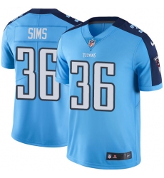 Youth Nike Tennessee Titans #36 LeShaun Sims Limited Light Blue Rush Vapor Untouchable NFL Jersey