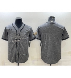 Men's New Orleans Saints Blank Grey With Patch Cool Base Stitched Baseball Jersey