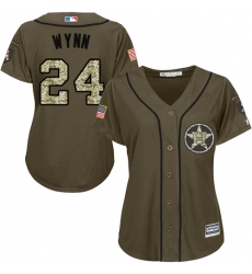 Women's Majestic Houston Astros #24 Jimmy Wynn Authentic Green Salute to Service MLB Jersey