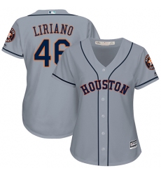 Women's Majestic Houston Astros #46 Francisco Liriano Authentic Grey Road Cool Base MLB Jersey