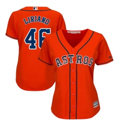 Women's Majestic Houston Astros #46 Francisco Liriano Authentic Orange Alternate Cool Base MLB Jersey