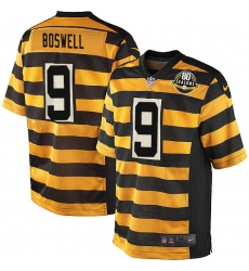 Men's Nike Pittsburgh Steelers #9 Chris Boswell Limited Yellow/Black Alternate 80TH Anniversary Throwback NFL Jersey