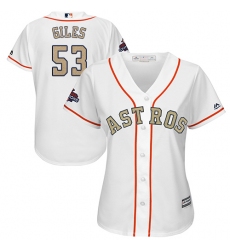 Women's Majestic Houston Astros #53 Ken Giles Authentic White 2018 Gold Program Cool Base MLB Jersey