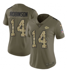 Women's Nike Kansas City Chiefs #14 Demarcus Robinson Limited Olive/Camo 2017 Salute to Service NFL Jersey