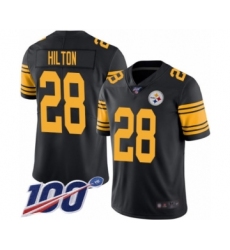 Men's Pittsburgh Steelers #28 Mike Hilton Limited Black Rush Vapor Untouchable 100th Season Football Jersey
