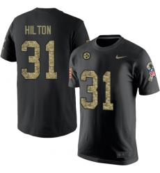 Nike Pittsburgh Steelers #31 Mike Hilton Black Camo Salute to Service T-Shirt