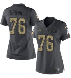 Women's Nike Seattle Seahawks #76 Duane Brown Limited Black 2016 Salute to Service NFL Jersey