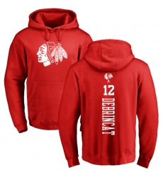 NHL Adidas Chicago Blackhawks #12 Alex DeBrincat Red One Color Backer Pullover Hoodie