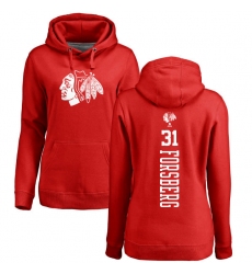 NHL Women's Adidas Chicago Blackhawks #31 Anton Forsberg Red One Color Backer Pullover Hoodie
