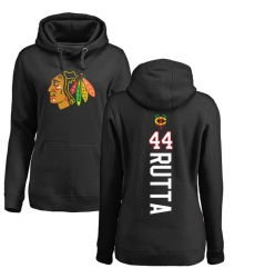 NHL Women's Adidas Chicago Blackhawks #44 Jan Rutta Black Backer Pullover Hoodie