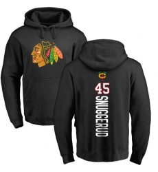 NHL Adidas Chicago Blackhawks #45 Luc Snuggerud Black Backer Pullover Hoodie