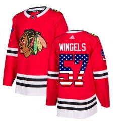 Men's Adidas Chicago Blackhawks #57 Tommy Wingels Authentic Red USA Flag Fashion NHL Jersey