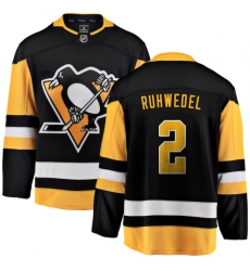 Men's Pittsburgh Penguins #2 Chad Ruhwedel Fanatics Branded Black Home Breakaway NHL Jersey