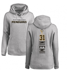 NHL Women's Adidas Pittsburgh Penguins #31 Antti Niemi Ash Backer Pullover Hoodie