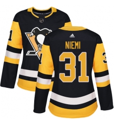 Women's Adidas Pittsburgh Penguins #31 Antti Niemi Authentic Black Home NHL Jersey