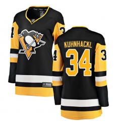 Women's Pittsburgh Penguins #34 Tom Kuhnhackl Fanatics Branded Black Home Breakaway NHL Jersey