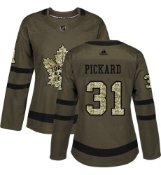 Women's Adidas Toronto Maple Leafs #31 Calvin Pickard Authentic Green Salute to Service NHL Jersey