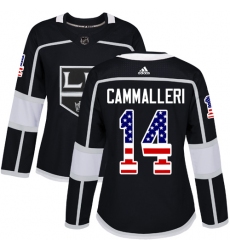 Women's Adidas Los Angeles Kings #14 Mike Cammalleri Authentic Black USA Flag Fashion NHL Jersey