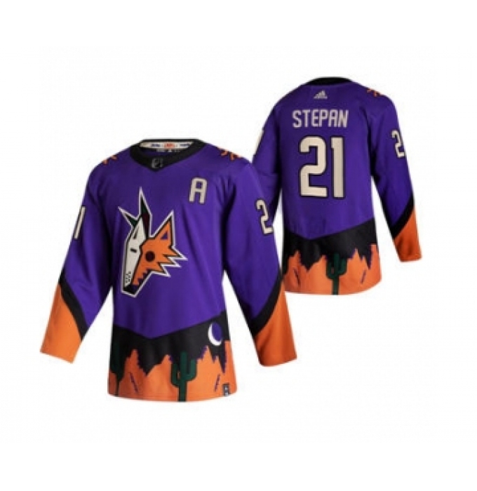 Men's Arizona Coyotes #21 Derek Stepan Purple 2020-21 Reverse Retro Alternate Hockey Jersey