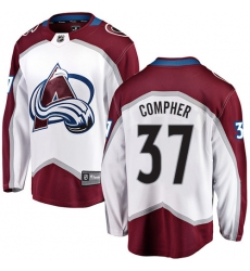 Men's Colorado Avalanche #37 J.T. Compher Fanatics Branded White Away Breakaway NHL Jersey