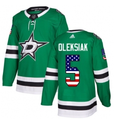 Youth Adidas Dallas Stars #5 Jamie Oleksiak Authentic Green USA Flag Fashion NHL Jersey