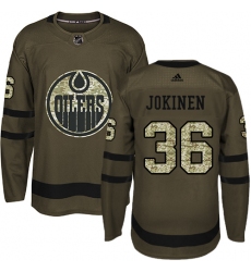 Men's Adidas Edmonton Oilers #36 Jussi Jokinen Authentic Green Salute to Service NHL Jersey