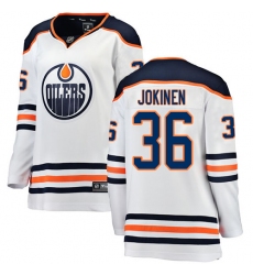 Women's Edmonton Oilers #36 Jussi Jokinen Authentic White Away Fanatics Branded Breakaway NHL Jersey