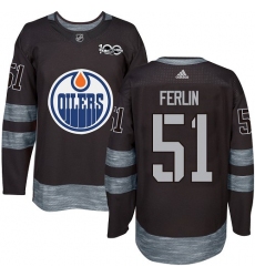 Men's Adidas Edmonton Oilers #51 Brian Ferlin Authentic Black 1917-2017 100th Anniversary NHL Jersey
