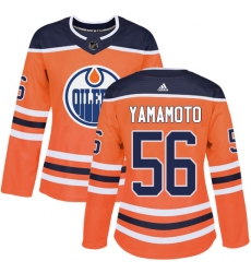 Women's Adidas Edmonton Oilers #56 Kailer Yamamoto Authentic Orange Home NHL Jersey