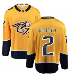 Men's Nashville Predators #2 Anthony Bitetto Fanatics Branded Gold Home Breakaway NHL Jersey