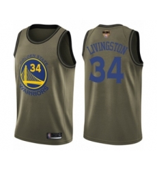 Youth Golden State Warriors #34 Shaun Livingston Swingman Green Salute to Service 2019 Basketball Finals Bound Basketball Jersey