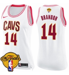Women's Nike Cleveland Cavaliers #14 Terrell Brandon Swingman White/Pink Fashion 2018 NBA Finals Bound NBA Jersey