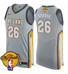 Men's Nike Cleveland Cavaliers #26 Kyle Korver Authentic Gray 2018 NBA Finals Bound NBA Jersey - City Edition