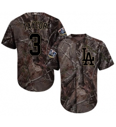 Men's Majestic Los Angeles Dodgers #3 Chris Taylor Authentic Camo Realtree Collection Flex Base 2018 World Series MLB Jersey