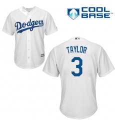 Youth Majestic Los Angeles Dodgers #3 Chris Taylor Authentic White Home Cool Base MLB Jersey