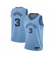 Men's Memphis Grizzlies #3 Allen Iverson Authentic Blue Finished Basketball Jersey Statement Edition