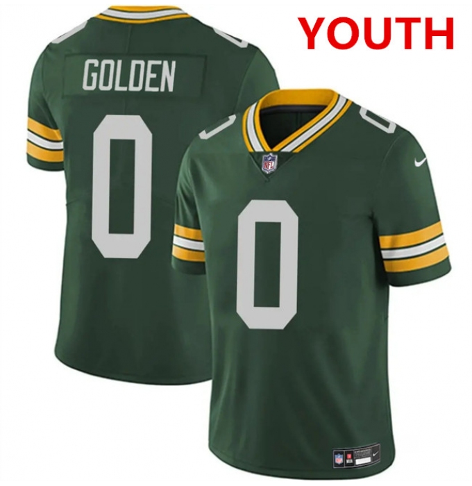 Youth Green Bay Packers #0 matthew golden green 2025 vapor untouchable limited stitched football jersey