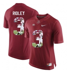 Alabama Crimson Tide #3 Calvin Ridley Red With Portrait Print College Football Jersey2