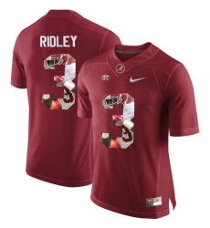 Alabama Crimson Tide #3 Calvin Ridley Red With Portrait Print College Football Jersey