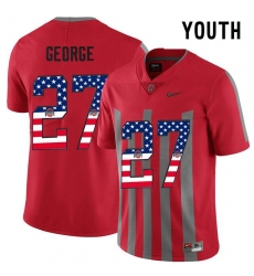 Ohio State Buckeyes #27 Eddie George Red USA Flag Alternate Youth College Football Elite Jersey