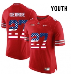Ohio State Buckeyes #27 Eddie George Red USA Flag Youth College Football Limited Jersey
