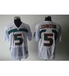 Hurricanes #5 Andre Johnson White Embroidered NCAA Jerseys