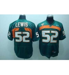 Hurricanes #52 Ray Lewis Green Embroidered NCAA Jerseys