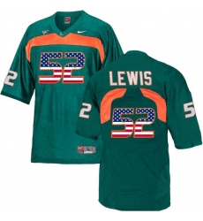 Miami Hurricanes #52 Ray Lewis Green USA Flag College Football Jersey
