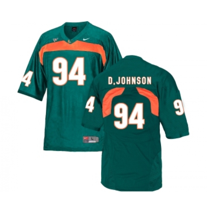 Miami Hurricanes 94 Dwayne Johnson Green College Football Jersey