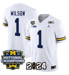 Men's Michigan Wolverines #1 Roman Wilson White 2024 F.U.S.E. With 2023 National Champions Stitched Jersey