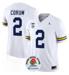 Men's Michigan Wolverines #2 Blake Corum 2023 F.U.S.E. White Rose Bowl Stitched Jersey